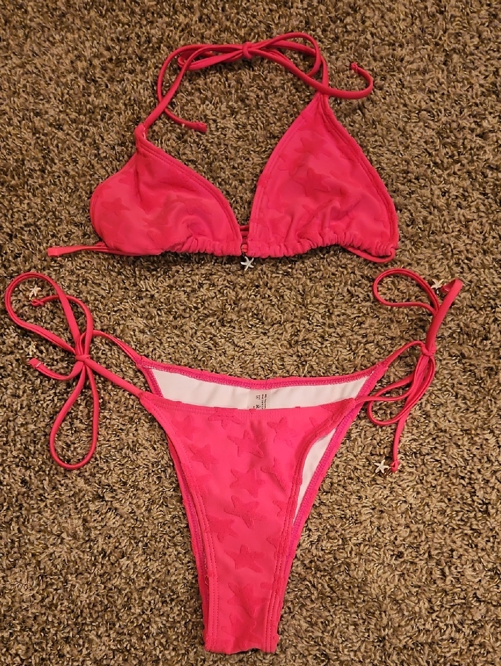 Hot Pink Triangle String Bikini Set